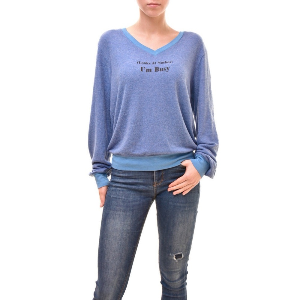 WILDFOX I'm Busy Nachos V-neck BBJ Sweater
